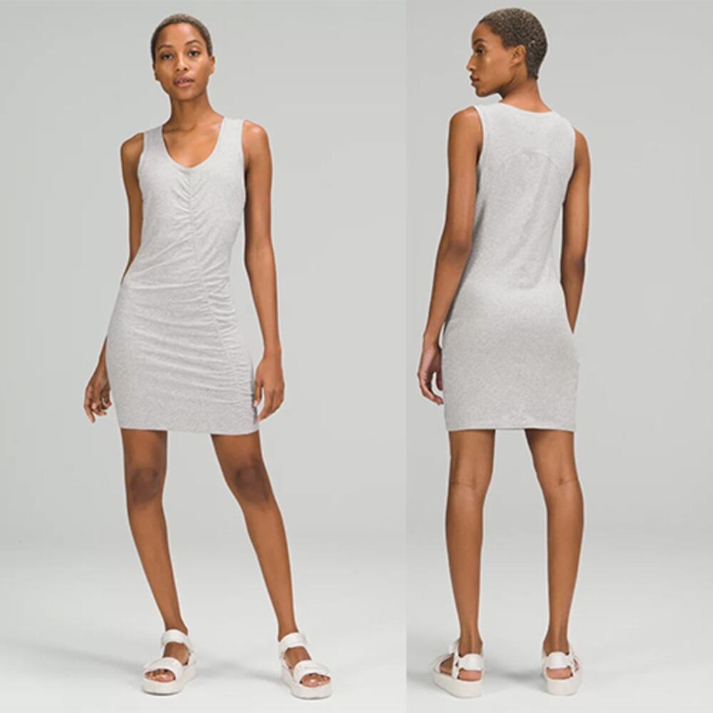 NEW Lululemon LA Tight To Body Ruched Sleeveless Gray Mini Dress Size: 2